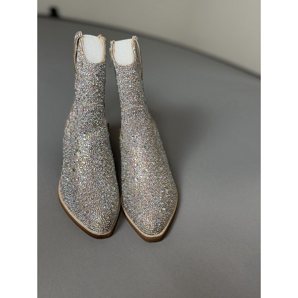 Madden Girl Rhinestone Western Ankle Boots – Size 6 – Sparkly Cowgirl Booties - Picture 9 of 16